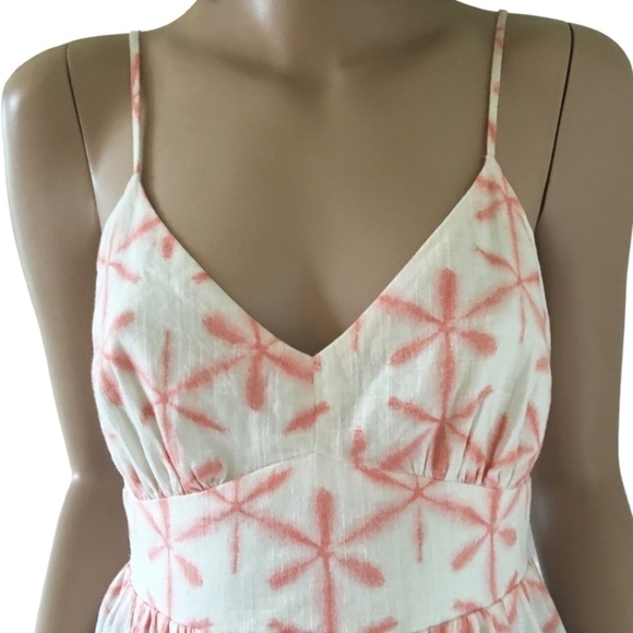 Loft Rayon Cami Shirred Smocked Linen Blend Star Tie Dye Peplum Tank Top Blouse - Picture 5 of 14